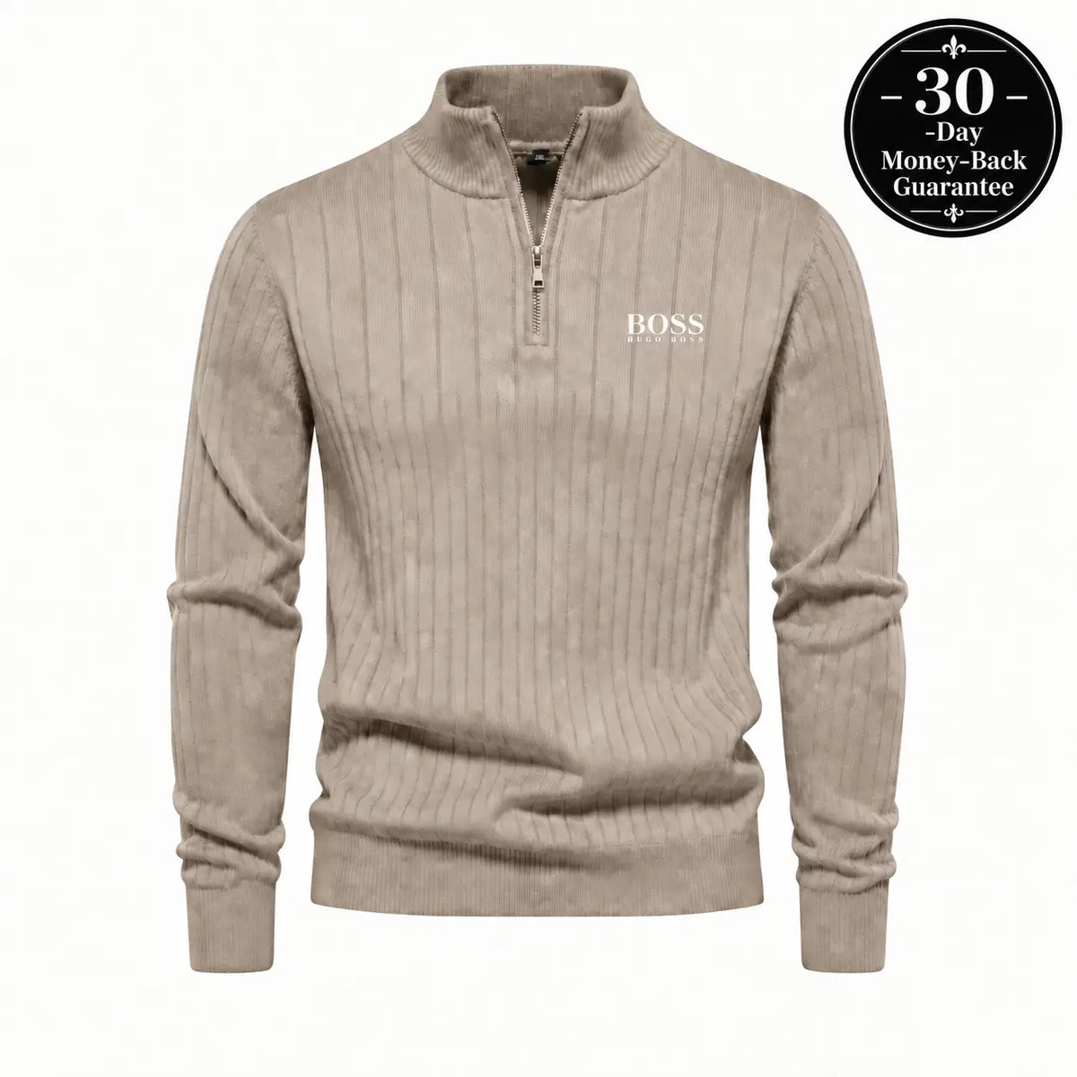 Premium Ribbed Quarter-Zip Sweater