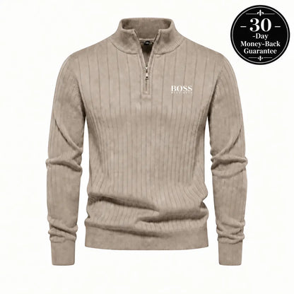 Premium Ribbed Quarter-Zip Sweater