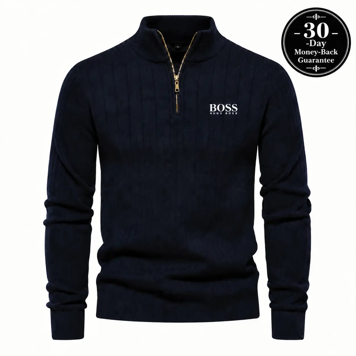 Premium Ribbed Quarter-Zip Sweater