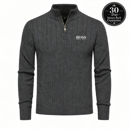 Premium Ribbed Quarter-Zip Sweater